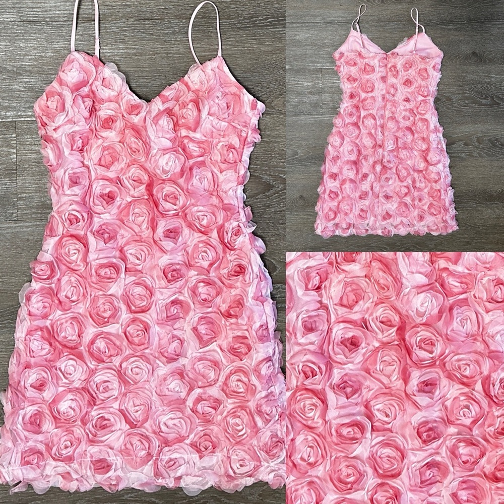 Lulu's Pink 3D Rosette Mini Dress - Picture 6 of 6